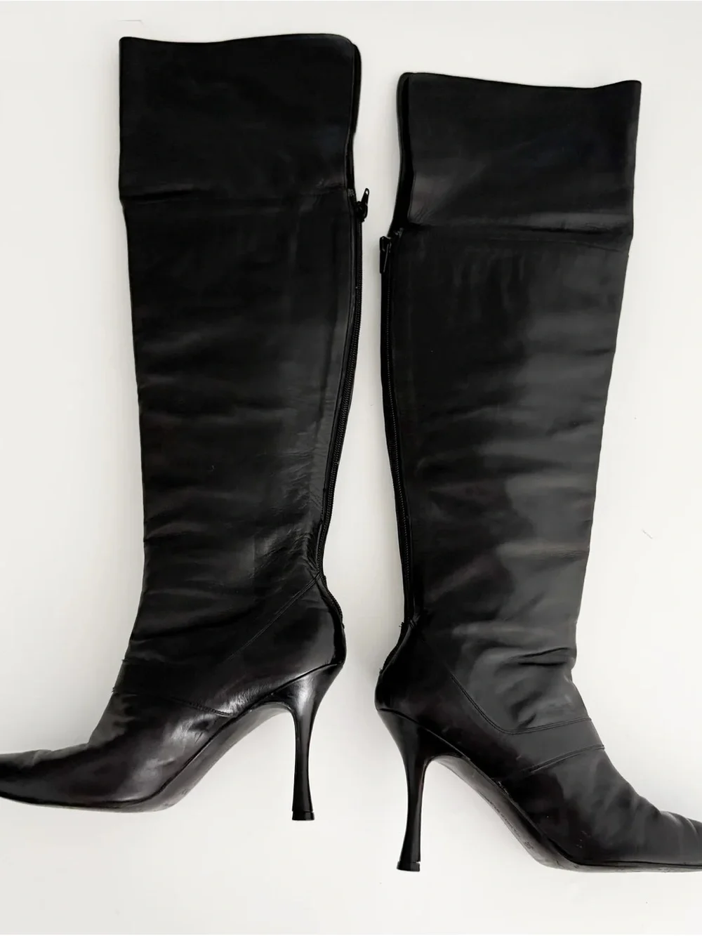 Manolo Blahnik Black Over-the-Knee Stiletto Boots